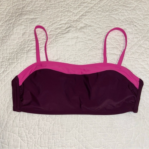 Kona Sol bikini top burgundy and pink lightly lined swim suit size large - Picture 1 of 6